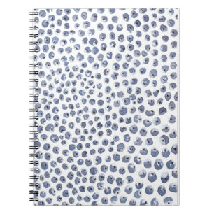 Cahier de Fruit de Myrtille Aquarelle Bleu Blanc