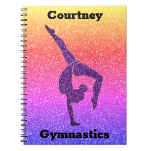 Cahier de gymnastique à paillettes arc-en-ciel pou