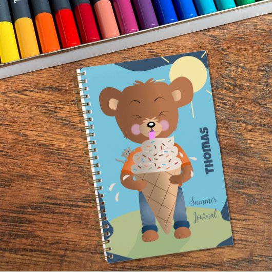 Cahier de journal d'été pour enfant mangeant une g
