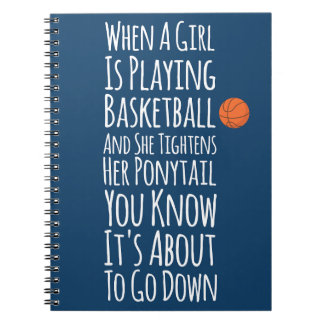 Cahier de la joueuse de basket-ball drôle bleu mar