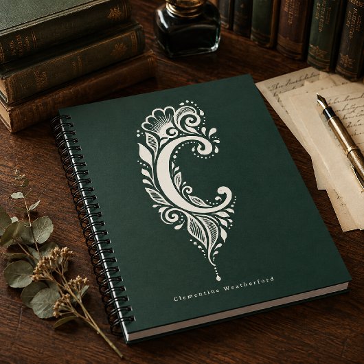 Cahier de monogramme botanique en linogravure à la
