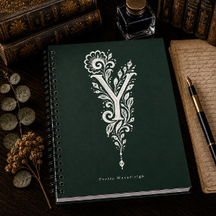 Cahier de monogramme botanique en linogravure à la