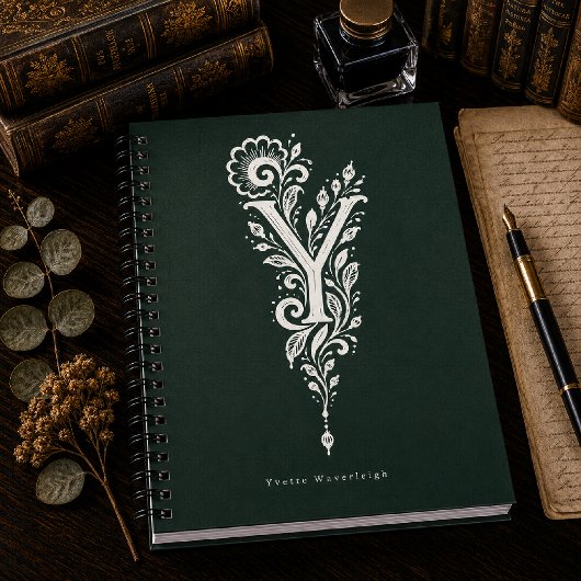 Cahier de monogramme botanique en linogravure à la