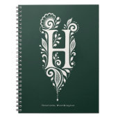 Cahier de monogramme botanique en linogravure Lett (Devant)