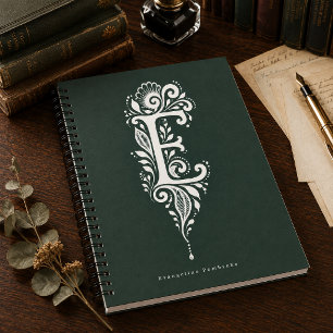 Cahier de monogramme botanique en linogravure Lett