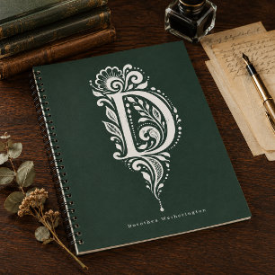 Cahier de monogramme botanique en linogravure Lett