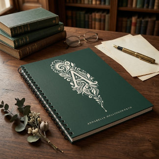 Cahier de monogramme botanique en linogravure Lett