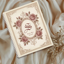 Cahier de monogramme de rose vintage personnalisé