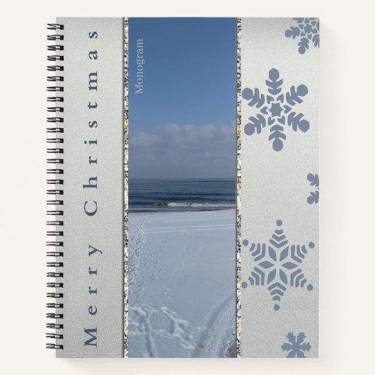 Cahier de monogramme flocons de neige de Noël (Devant)