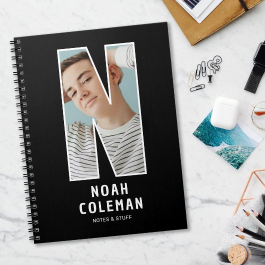 Cahier de monogramme photo initial "N" moderne