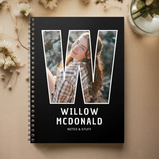 Cahier de monogramme photo initial « W » moderne