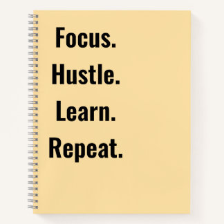 Cahier de motivation Focus Hustle Learn Repeat pou