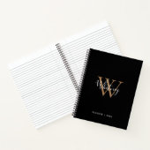 Cahier de nom à monogramme à écriture dorée noire  (Intérieur)