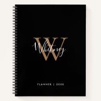 Cahier de nom à monogramme à écriture dorée noire