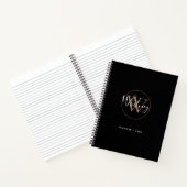 Cahier de nom de monogramme de script or noir élég (Intérieur)