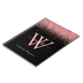 Cahier de nom de script élégant à paillettes noire (Côté gauche)
