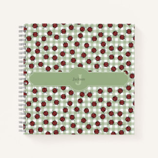 Cahier de nom Ladybug Gingham Vert