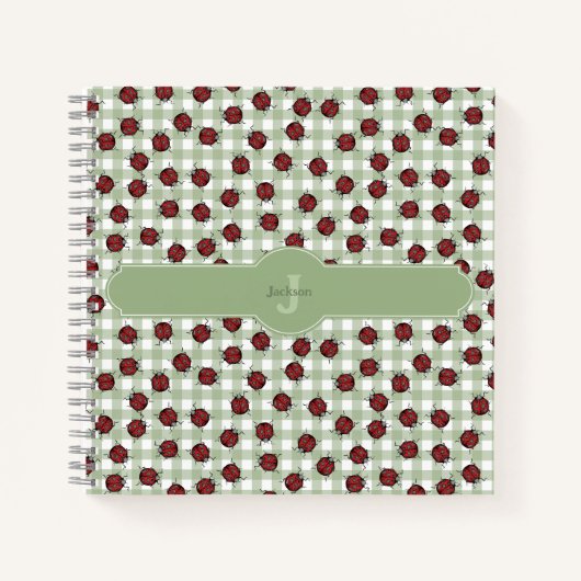 Cahier de nom Ladybug Gingham Vert (Devant)