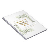 Cahier de nom monogramme de verdure moderne en or (Côté Droit)