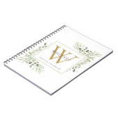 Cahier de nom monogramme de verdure moderne en or (Côté gauche)