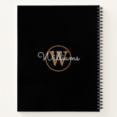 Cahier de nom monogramme or noir écriture élégante (Dos)