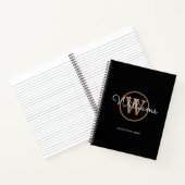 Cahier de nom monogramme or noir écriture élégante (Intérieur)
