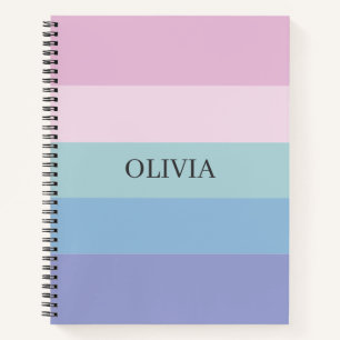 Cahier de nom Olivia pastel ciel rose