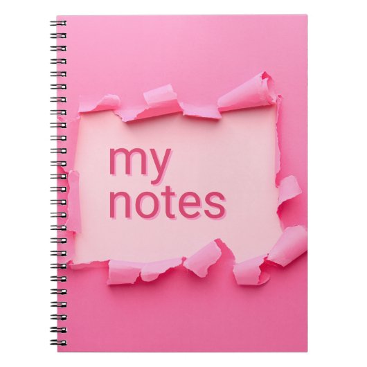 Cahier de notes à spirale trou rose (Devant)