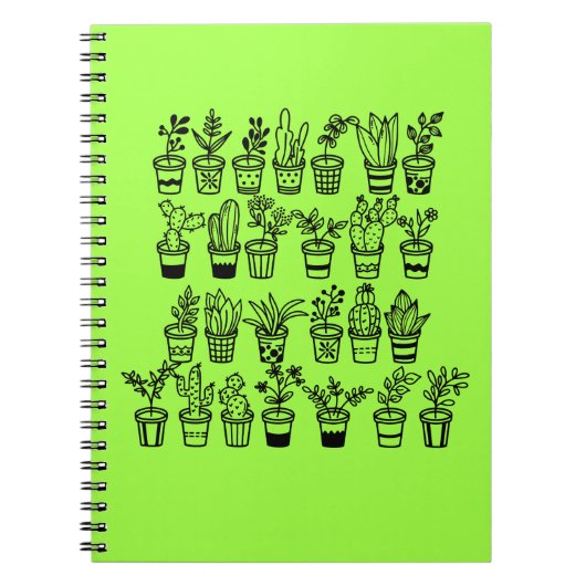 Cahier de notes avec de mignonnes plantes vertes e (Devant)