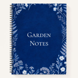 Cahier de notes de jardin bleu botanique
