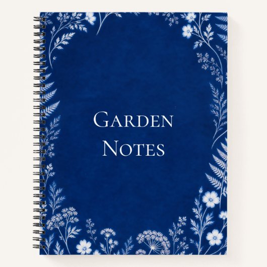 Cahier de notes de jardin bleu botanique (Devant)