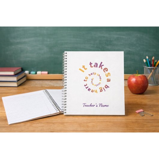 Cahier de notes de l'enseignant à citation en spir