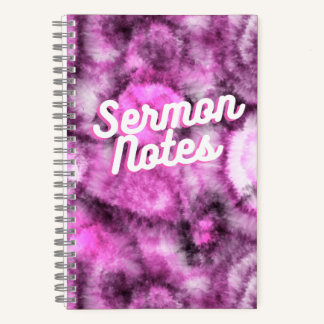 Cahier de notes de sermon à motif tie dye rose
