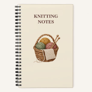 Cahier de notes de tricot Panier à laine cosy