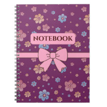 Cahier de notes esthétique floral rose et violet j