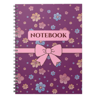 Cahier de notes esthétique floral rose et violet j