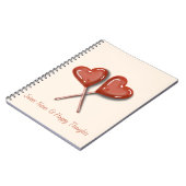 Cahier de notes et pensées sucrées au cœur en suce (Côté gauche)