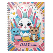 Cahier de notes Lapin & Chats Mignons – Nom éditab (Devant)