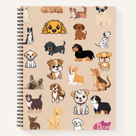 Cahier de notes Monogramme à motif de chiens aquar (Devant)
