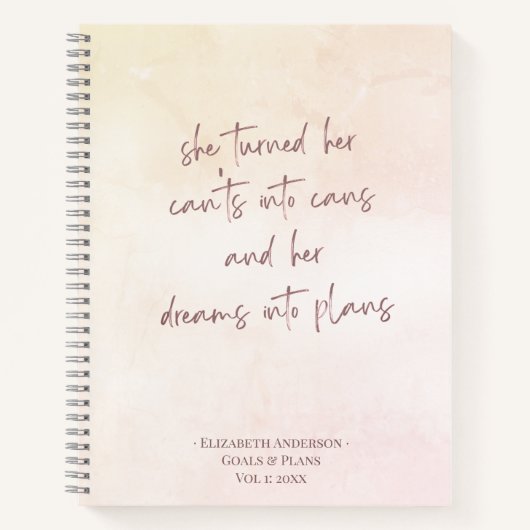 Cahier de Notes Objectifs & Plans Beige (Devant)