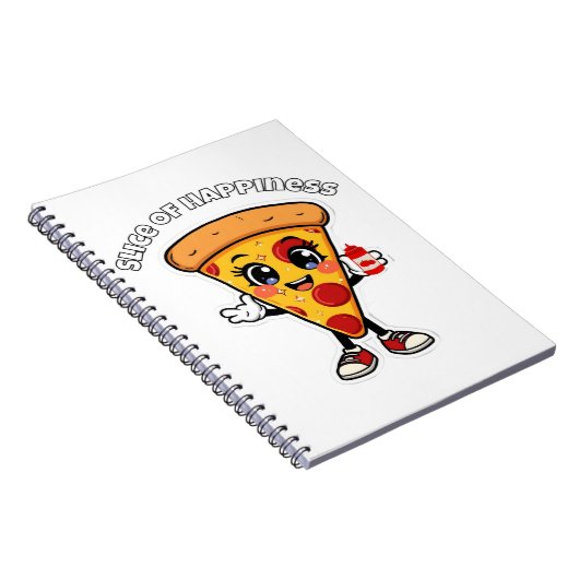 Cahier de notes Pizza Mignon Kawaii Couverture de (Côté Droit)