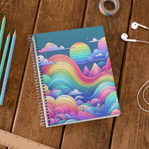 Cahier de paysage fantastique arc-en-ciel fantaisi