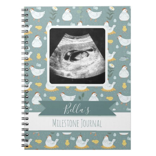 Cahier de Photos de Naissance Poule Bleu Ardoise J (Devant)