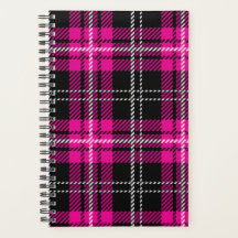 Cahier de planification à carreaux rose et noir