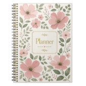 Cahier de planification floral vert sauge et rose (Devant)