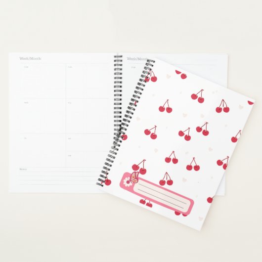 Cahier de planification scolaire Cherry Hearts pou (Devant avec enveloppe)