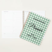 Cahier de planification spirale Gingham vert pour (Devant avec enveloppe)