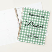 Cahier de planification spirale Gingham vert pour