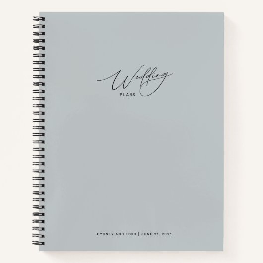 Cahier de plans de mariage gris poussiéreux (Devant)
