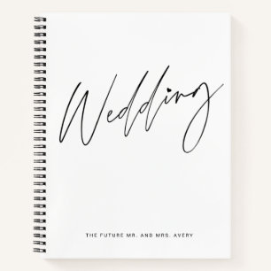 Cahier de Plans de Mariage Noir et Blanc Élégant